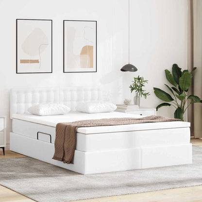 Letto con contenitore e LED con led Bianco Puro 140 x 190 cm