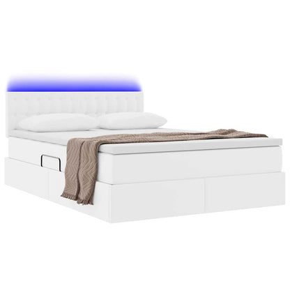 Letto con contenitore e LED con led Bianco Puro 140 x 190 cm