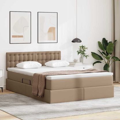 Letto con contenitore e LED con led Cappuccino 140 x 190 cm