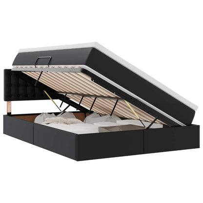 Letto con contenitore e LED Nero 140 x 200 cm Pelle Sintetica
