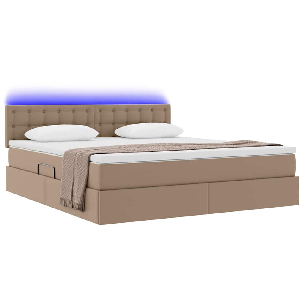 Letto con contenitore e LED con led Cappuccino 160 x 200 cm