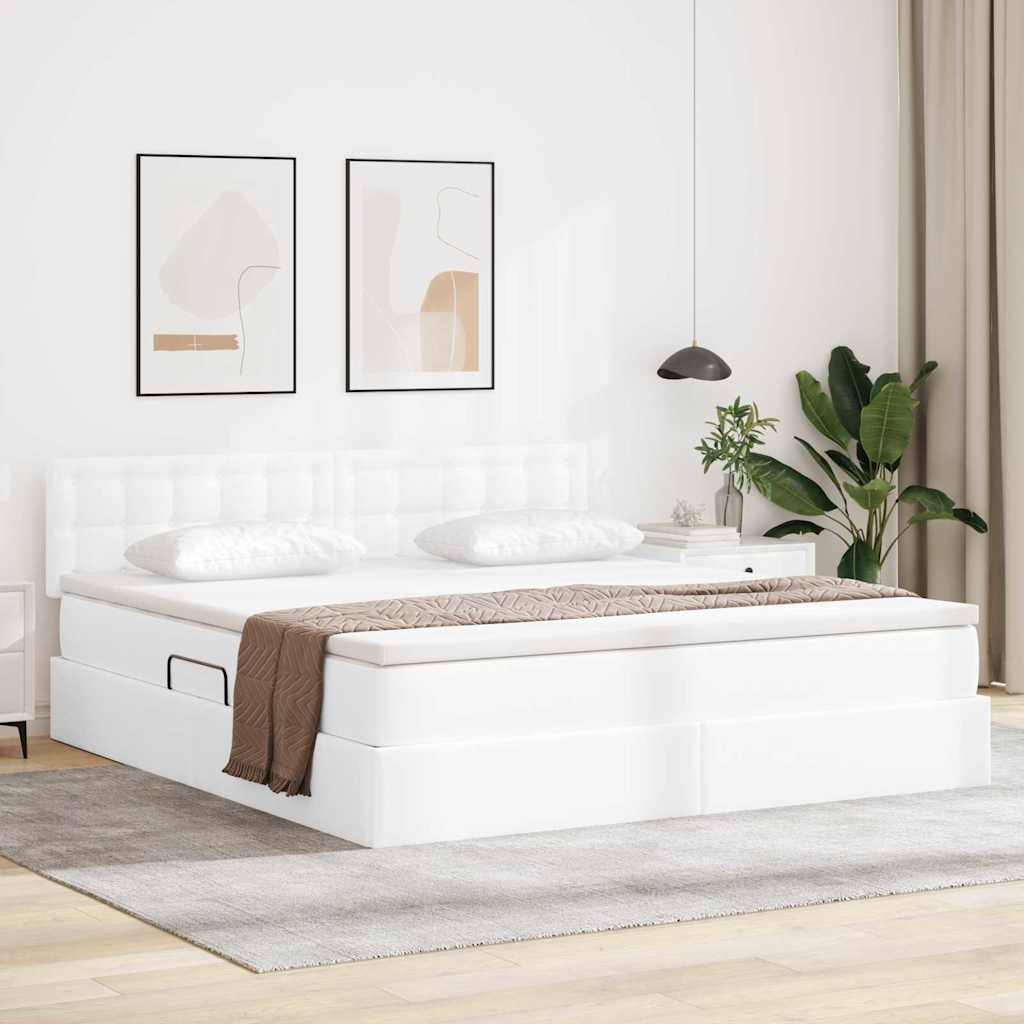 Letto con contenitore e LED con led Bianco Puro 180 x 200 cm