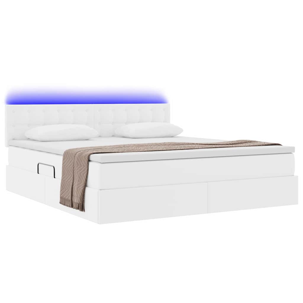 Letto con contenitore e LED con led Bianco Puro 180 x 200 cm