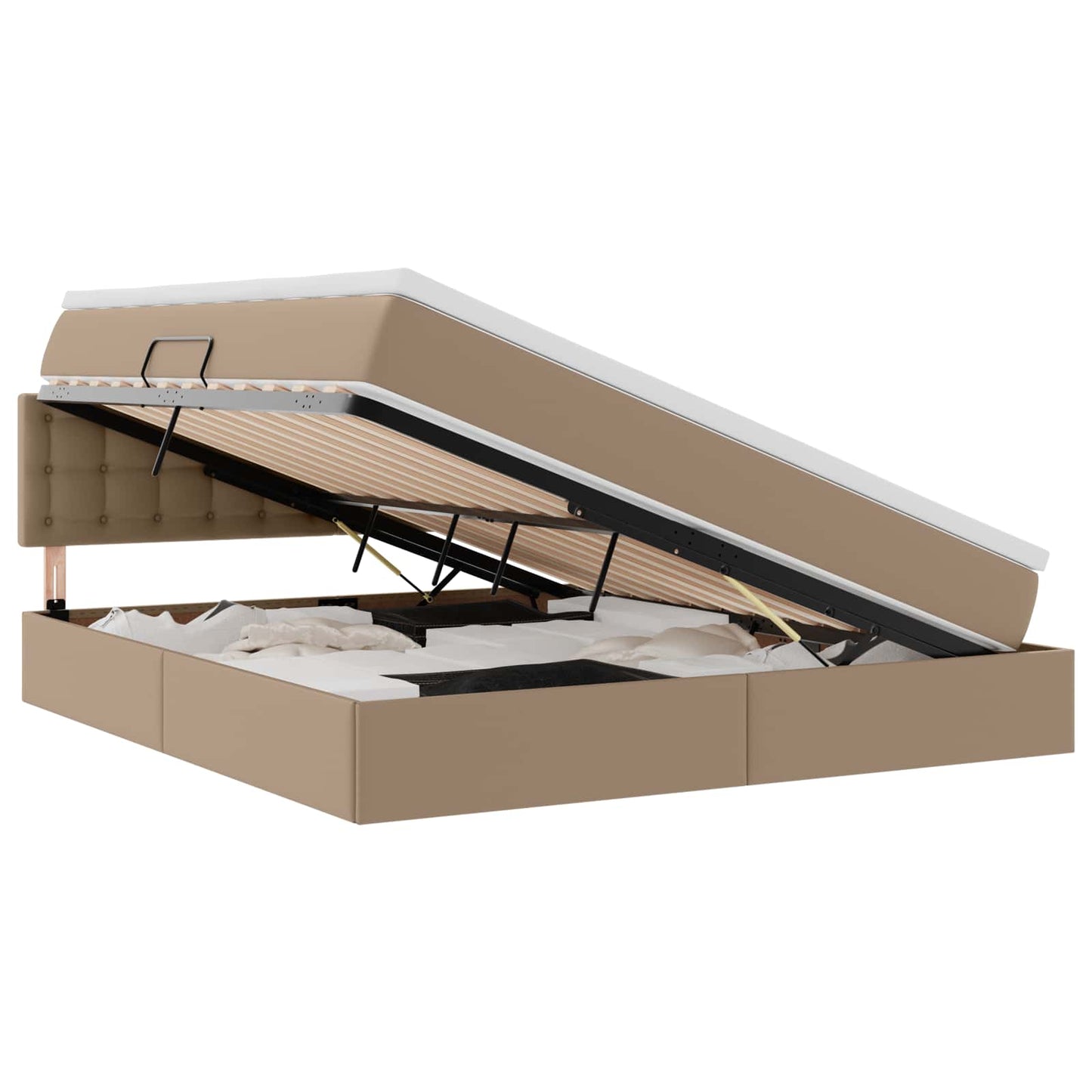 Letto con contenitore e LED con led Cappuccino 180 x 200 cm