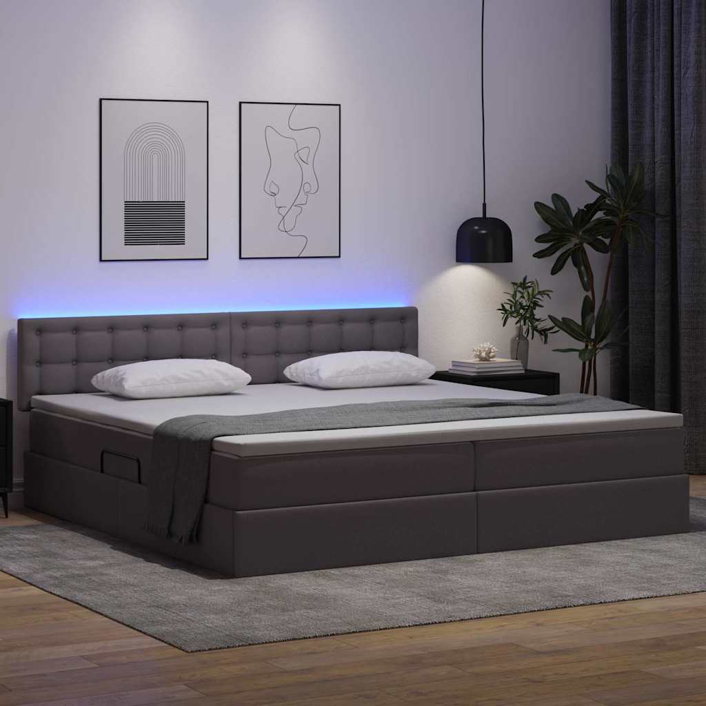 Letto con contenitore e LED con led Grigio chiaro 200 x 200 cm