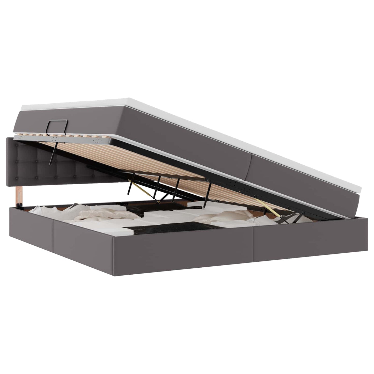 Letto con contenitore e LED con led Grigio chiaro 200 x 200 cm