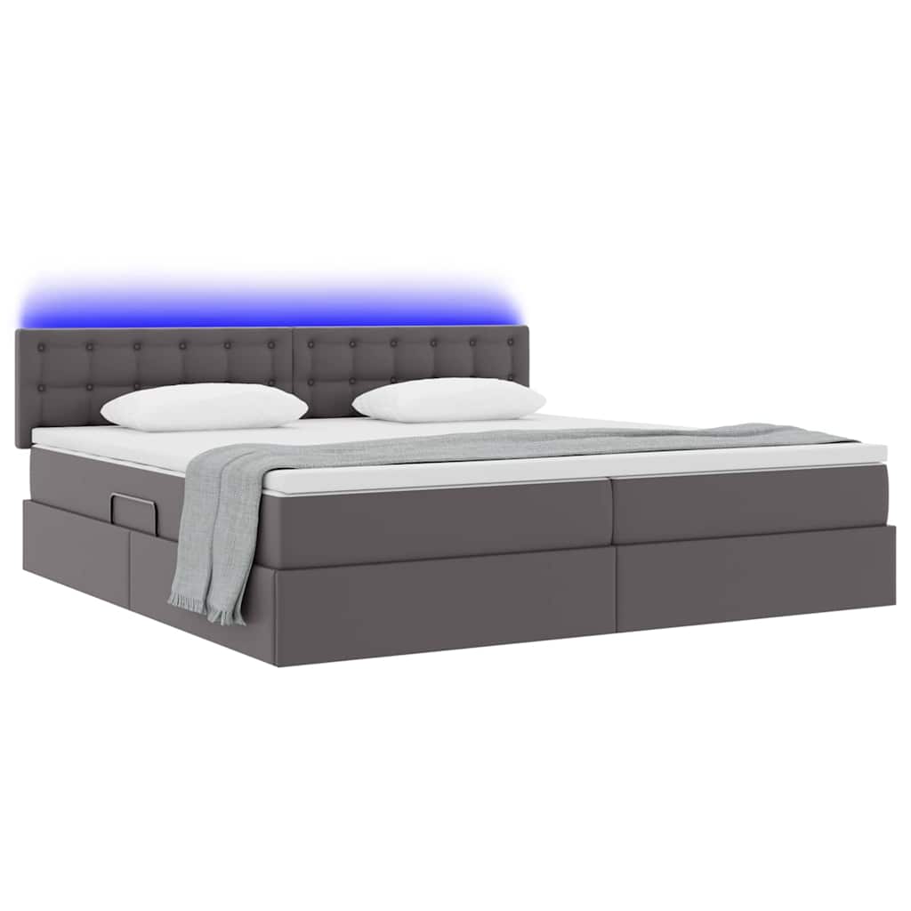Letto con contenitore e LED con led Grigio chiaro 200 x 200 cm