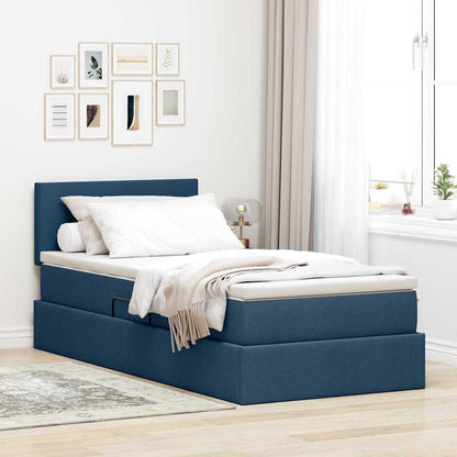 Letto con contenitore e LED con led Blu 90 x 200 cm Tessuto