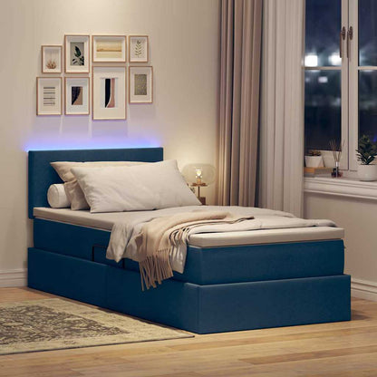 Letto con contenitore e LED con led Blu 100 x 200 cm Tessuto