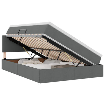 Letto con contenitore e LED Grigio scuro 140 x 190 cm Tessuto