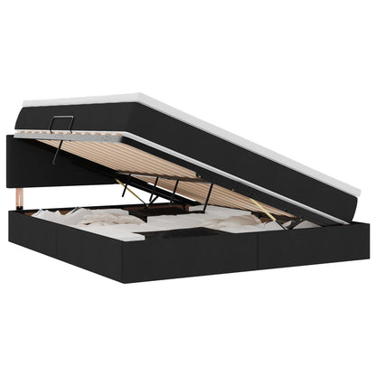 Letto con contenitore e LED con led Nero 180 x 200 cm Tessuto