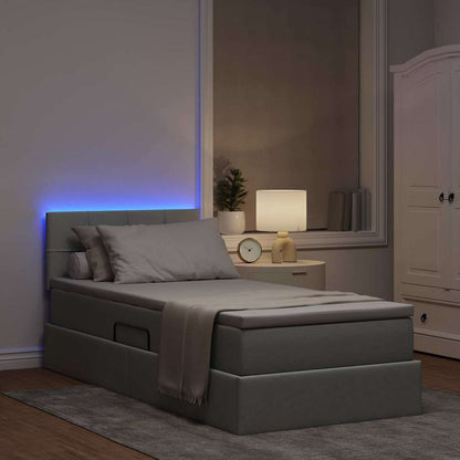 Letto con contenitore e LED Grigio chiaro 100 x 200 cm Tessuto