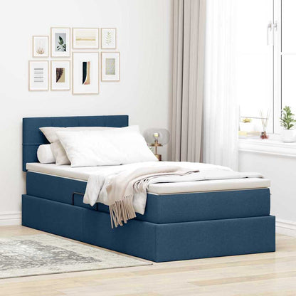 Letto con contenitore e LED con led Blu 100 x 200 cm Tessuto