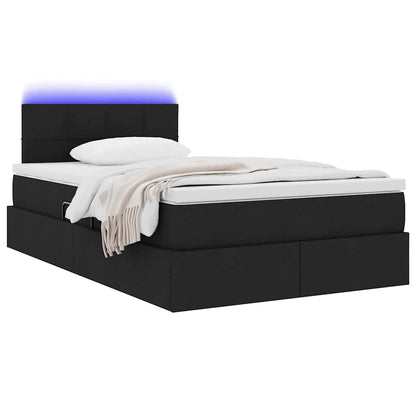 Letto con contenitore e LED con led Nero 120 x 190 cm Tessuto