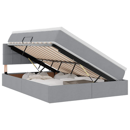 Letto con contenitore e LED Grigio chiaro 140 x 200 cm Tessuto