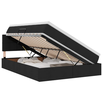 Letto con contenitore e LED con led Nero 140 x 200 cm Tessuto