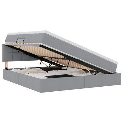 Letto con contenitore e LED Grigio chiaro 160 x 200 cm Tessuto