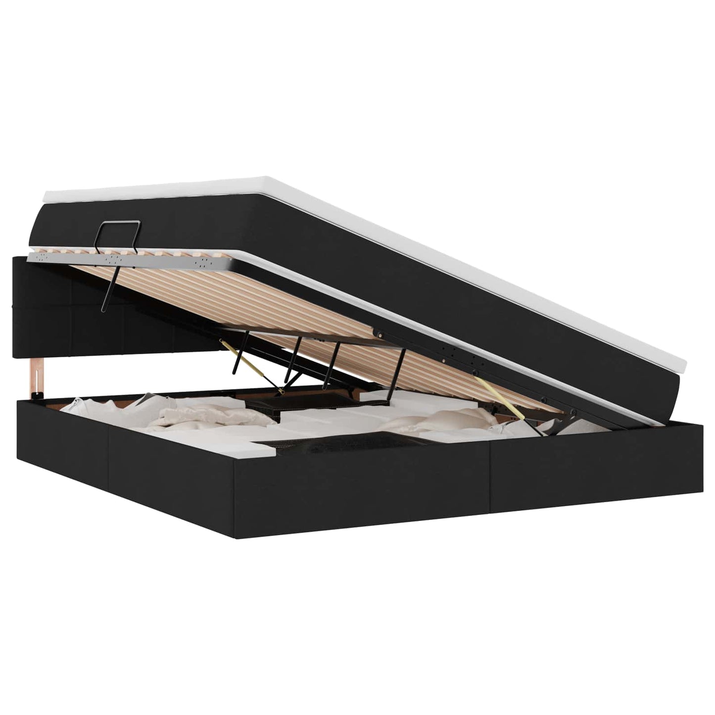 Letto con contenitore e LED con led Nero 180 x 200 cm Tessuto