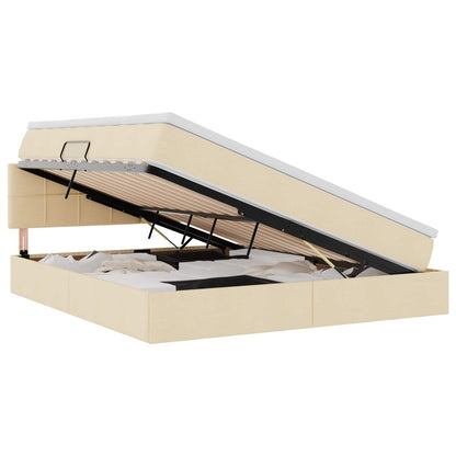 Letto con contenitore e LED con led Crema 180 x 200 cm Tessuto
