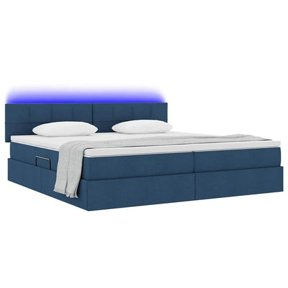 Letto con contenitore e LED con led Blu 200 x 200 cm Tessuto