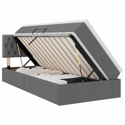 Letto con contenitore e LED Grigio scuro 90 x 200 cm Tessuto