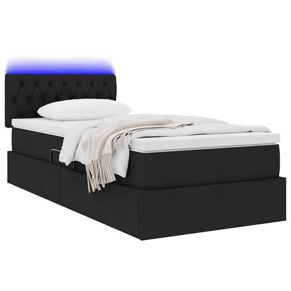 Letto con contenitore e LED con led Nero 100 x 200 cm Tessuto