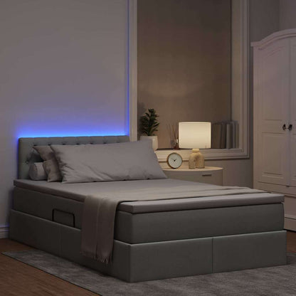 Letto con contenitore e LED Grigio chiaro 120 x 190 cm Tessuto