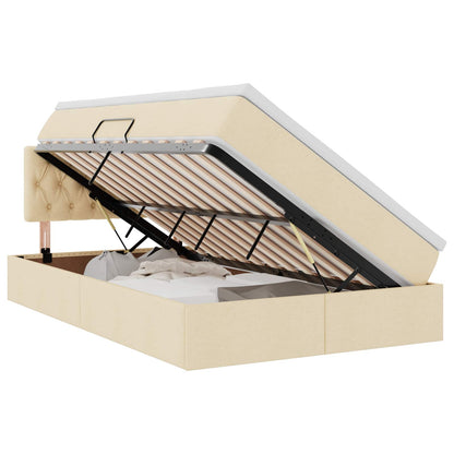 Letto con contenitore e LED con led Crema 120 x 190 cm Tessuto