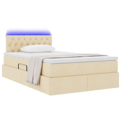Letto con contenitore e LED con led Crema 120 x 190 cm Tessuto