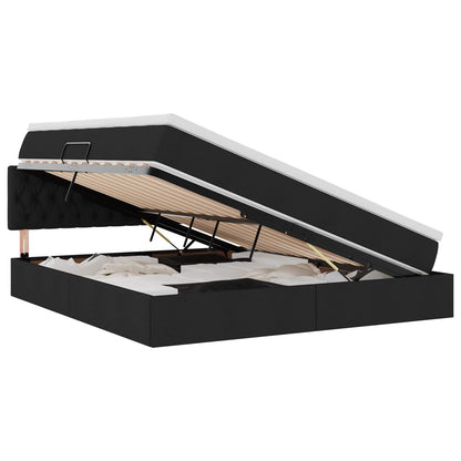 Letto con contenitore e LED con led Nero 160 x 200 cm Tessuto