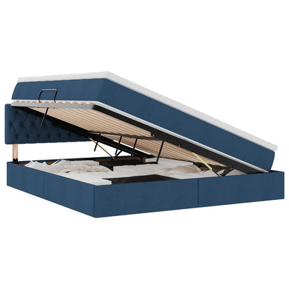 Letto con contenitore e LED con led Blu 160 x 200 cm Tessuto