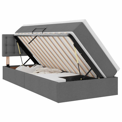 Letto con contenitore e LED Grigio scuro 90 x 190 cm Tessuto