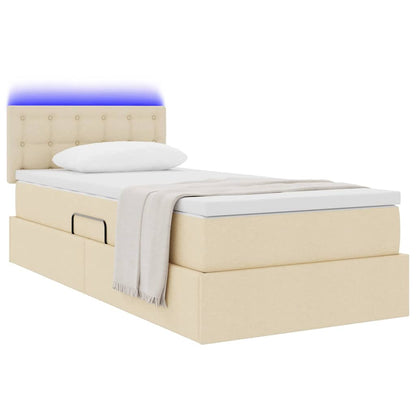 Letto con contenitore e LED con led Crema 100 x 200 cm Tessuto