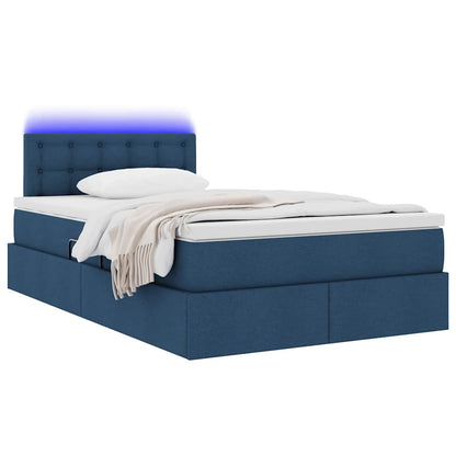 Letto con contenitore e LED con led Blu 120 x 200 cm Tessuto