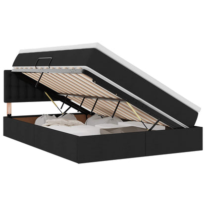 Letto con contenitore e LED con led Nero 140 x 190 cm Tessuto