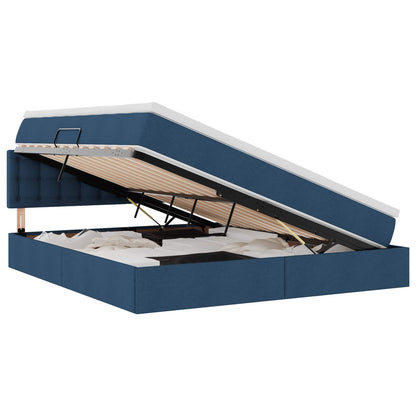 Letto con contenitore e LED con led Blu 160 x 200 cm Tessuto