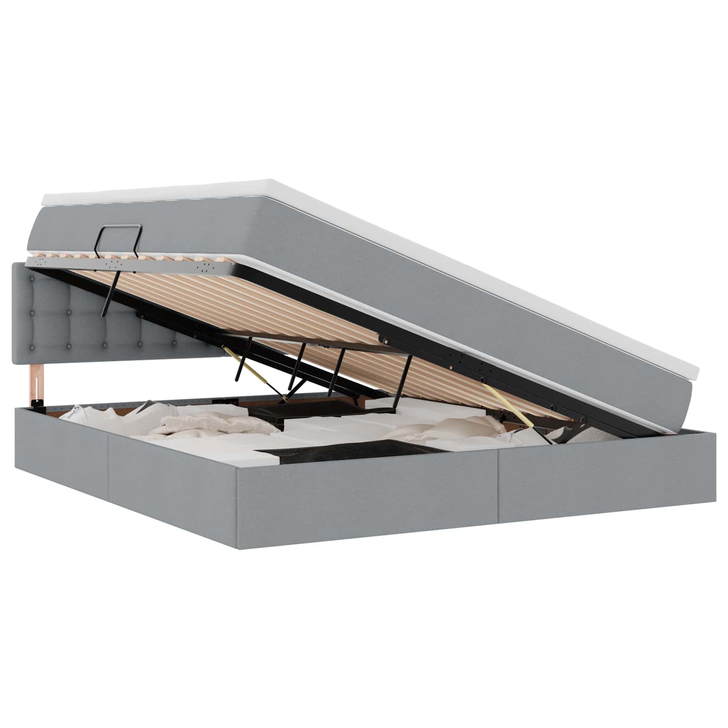 Letto con contenitore e LED Grigio chiaro 180 x 200 cm Tessuto
