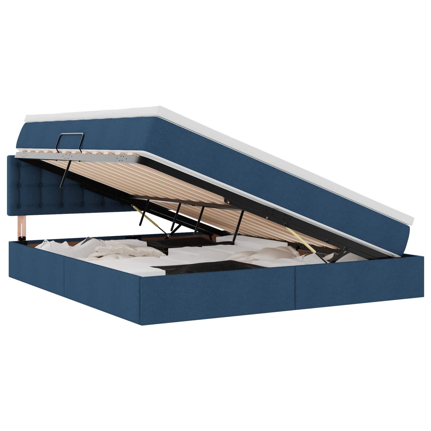 Letto con contenitore e LED con led Blu 180 x 200 cm Tessuto