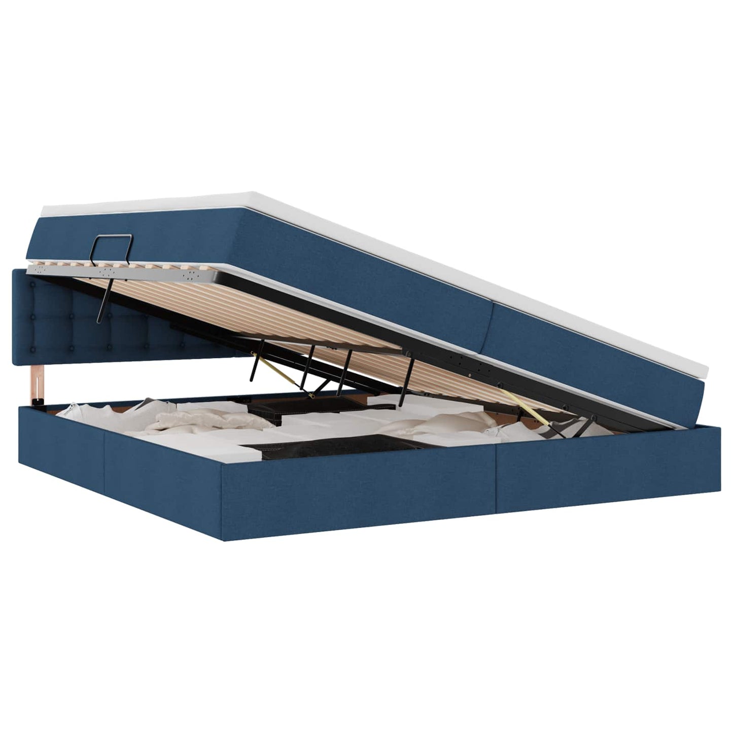 Letto con contenitore e LED con led Blu 200 x 200 cm Tessuto