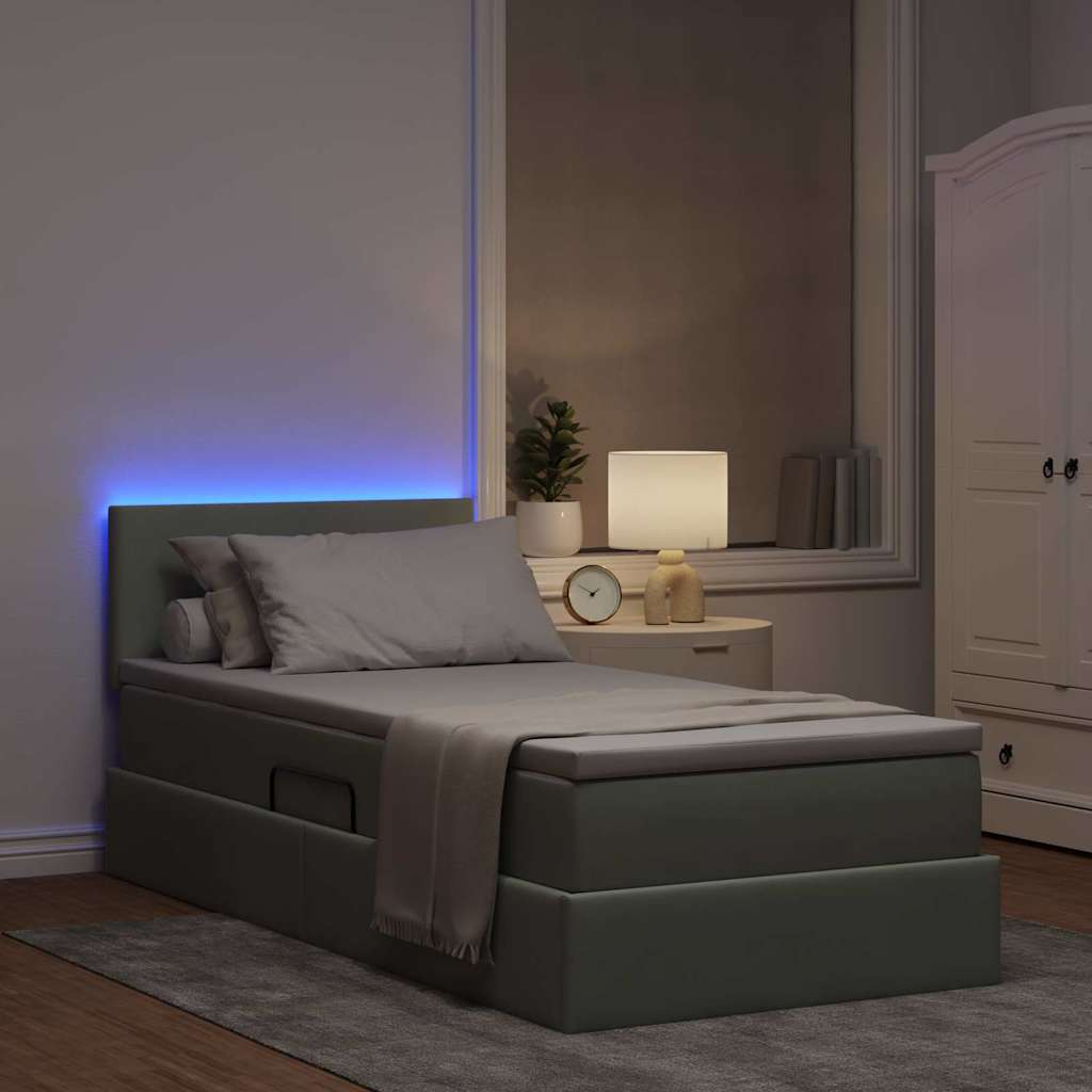 Letto con contenitore e LED Grigio chiaro 90 x 190 cm Velluto