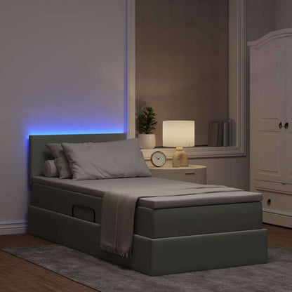 Letto con contenitore e LED Grigio chiaro 90 x 190 cm Velluto