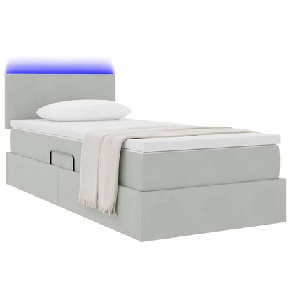 Letto con contenitore e LED Grigio chiaro 90 x 200 cm Velluto