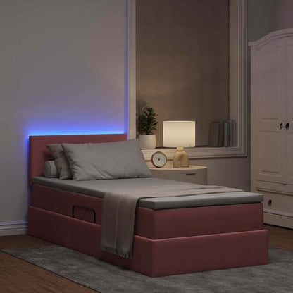Letto con contenitore e LED con led Rosa 90 x 200 cm Velluto