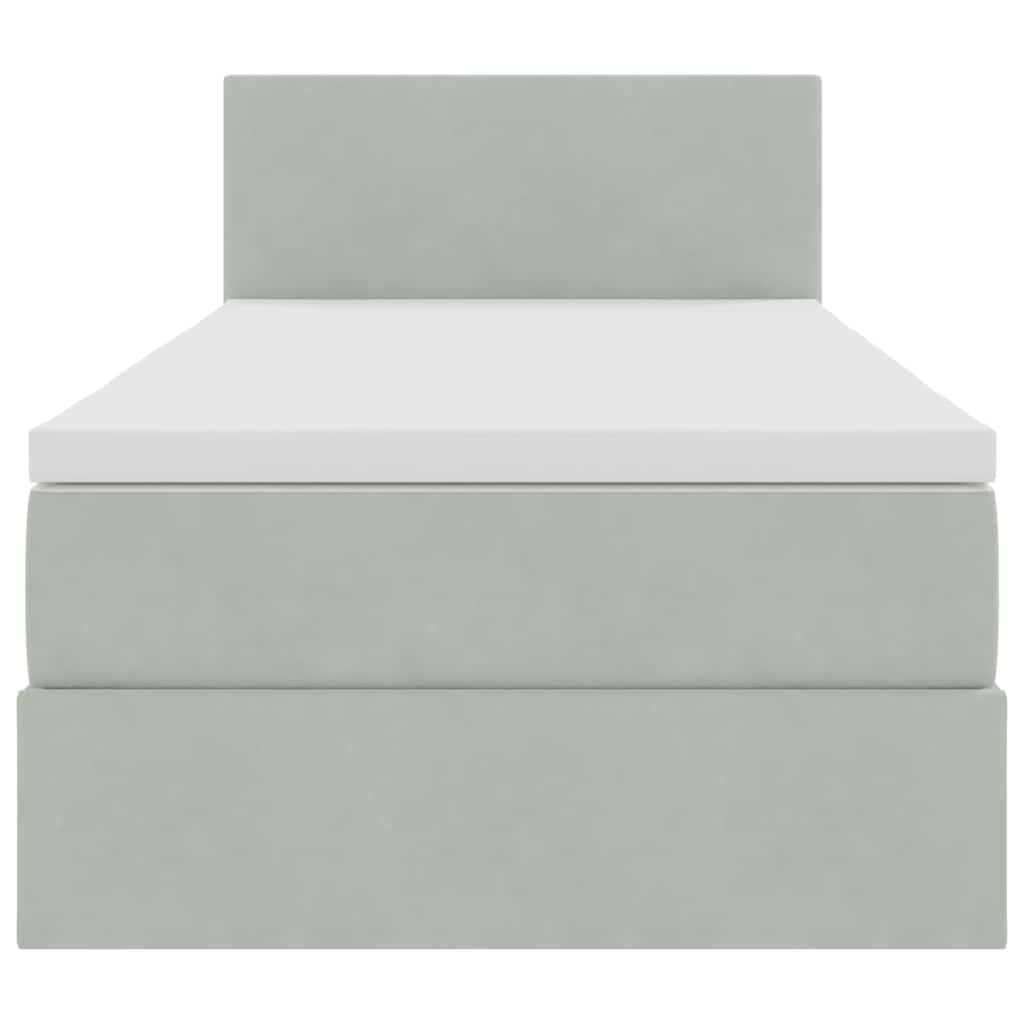 Letto con contenitore e LED Grigio chiaro 100 x 200 cm Velluto