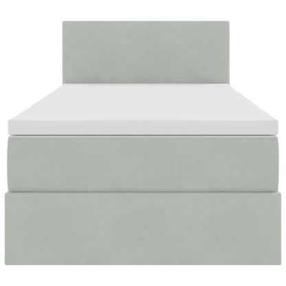 Letto con contenitore e LED Grigio chiaro 100 x 200 cm Velluto