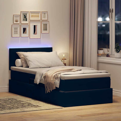 Letto con contenitore e LED con led Nero 100 x 200 cm Velluto