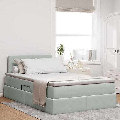 Letto con contenitore e LED Grigio chiaro 120 x 190 cm Velluto