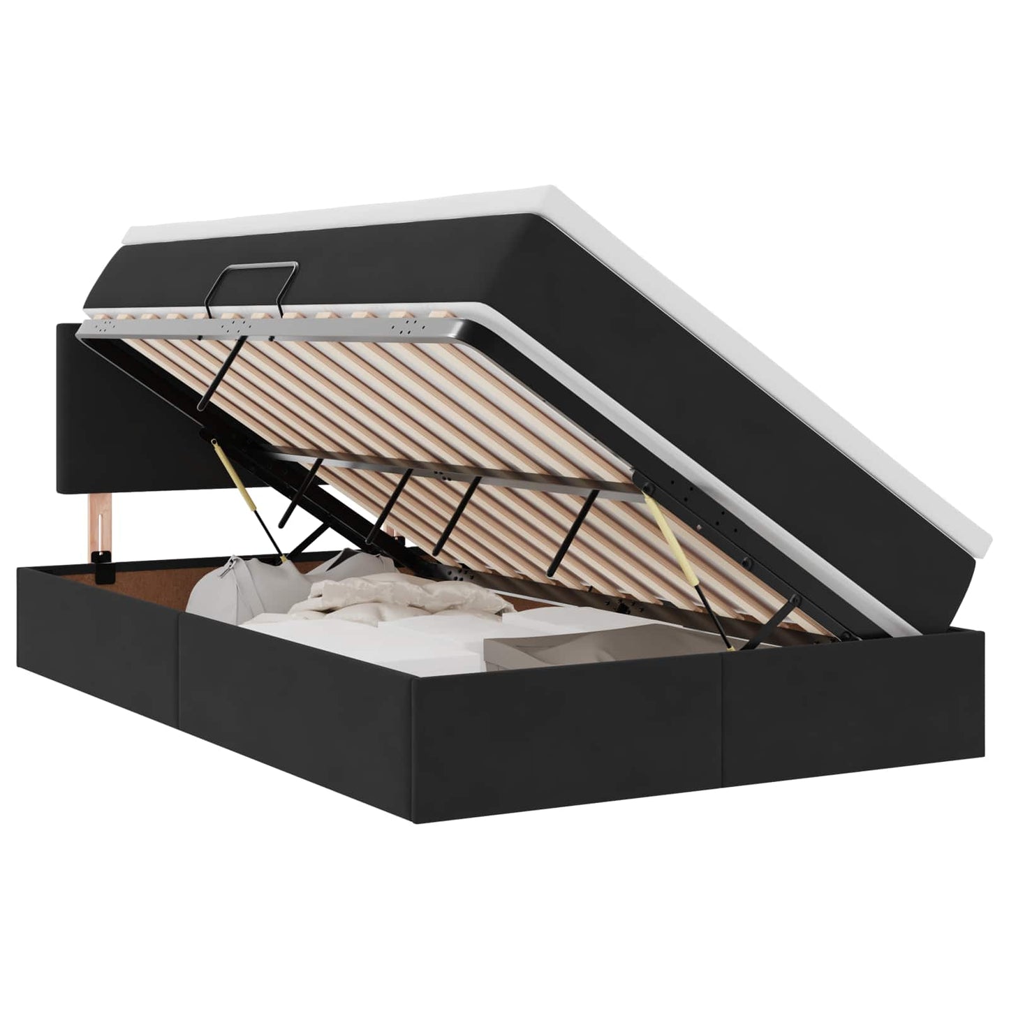 Letto con contenitore e LED con led Nero 120 x 190 cm Velluto