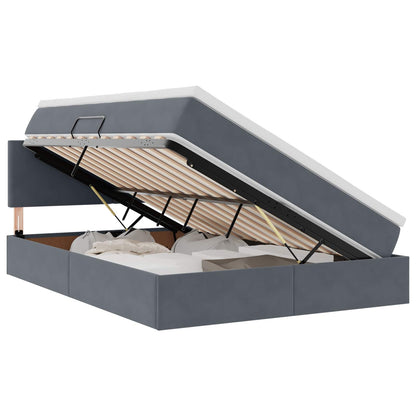 Letto con contenitore e LED Grigio scuro 140 x 190 cm Velluto