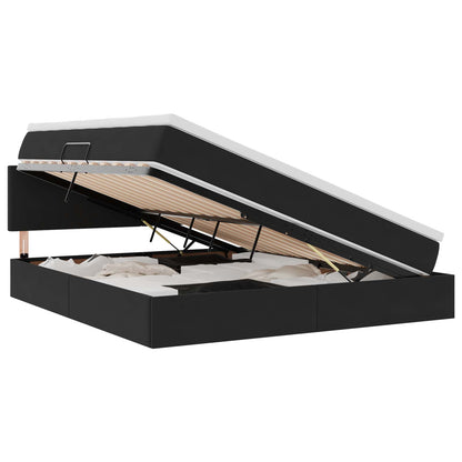 Letto con contenitore e LED con led Nero 160 x 200 cm Velluto